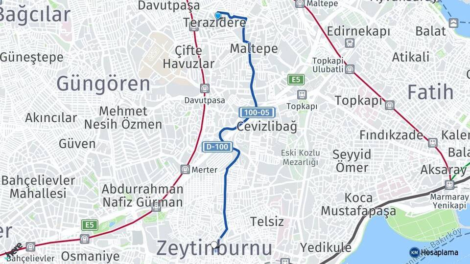 Terazidere Zeytinburnu Arası Kaç Km - Yol Tarifi