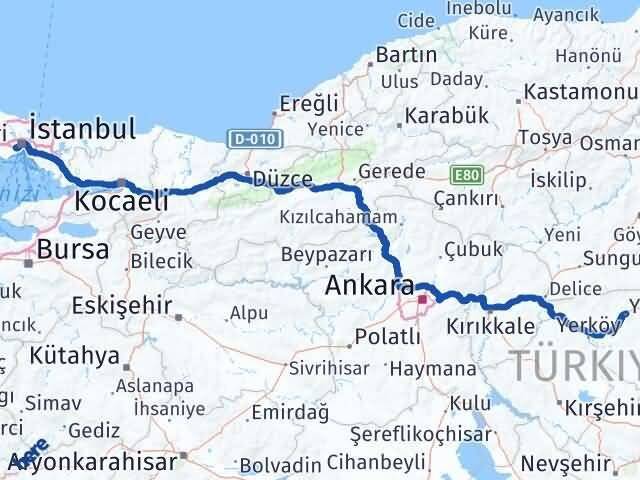 İstanbul Bayrampaşa Yozgat Arası Kaç Km - Yol Haritası