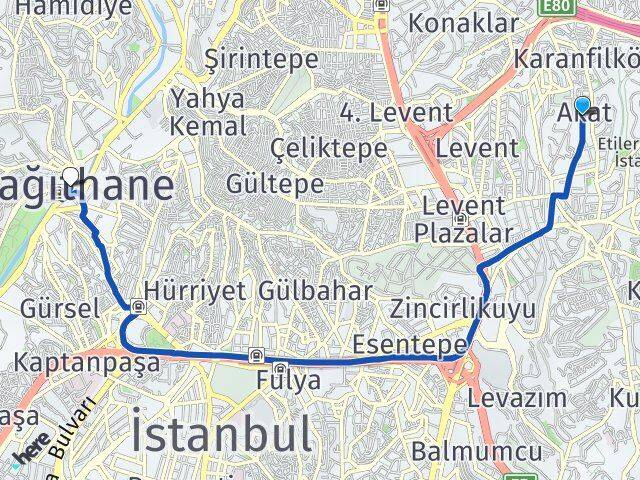 Akat Kağıthane Arası Kaç Km - Yol Tarifi