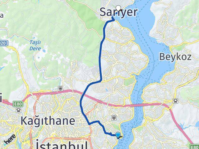 İstanbul Beşiktaş Arnavutköy Sarıyer Arası Kaç Km - Yol Haritası