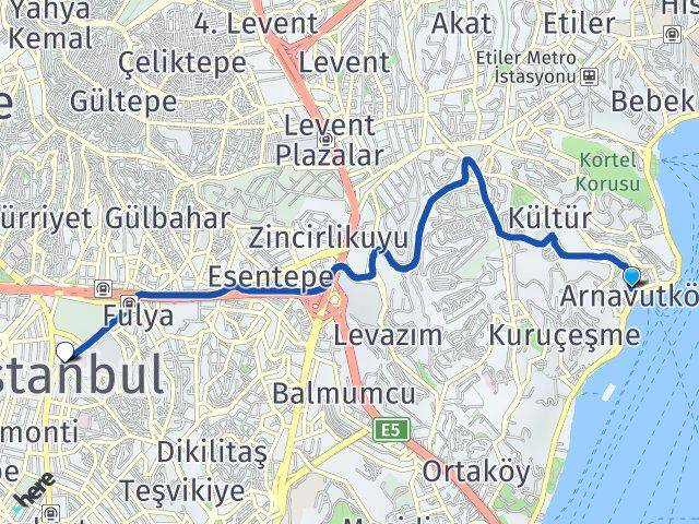 Arnavutköy Şişli Arası Kaç Km - Yol Tarifi