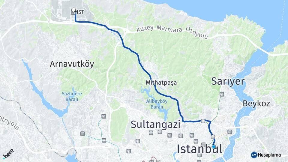 Balmumcu İstanbul Havalimanı Arası Kaç Km - Yol Tarifi