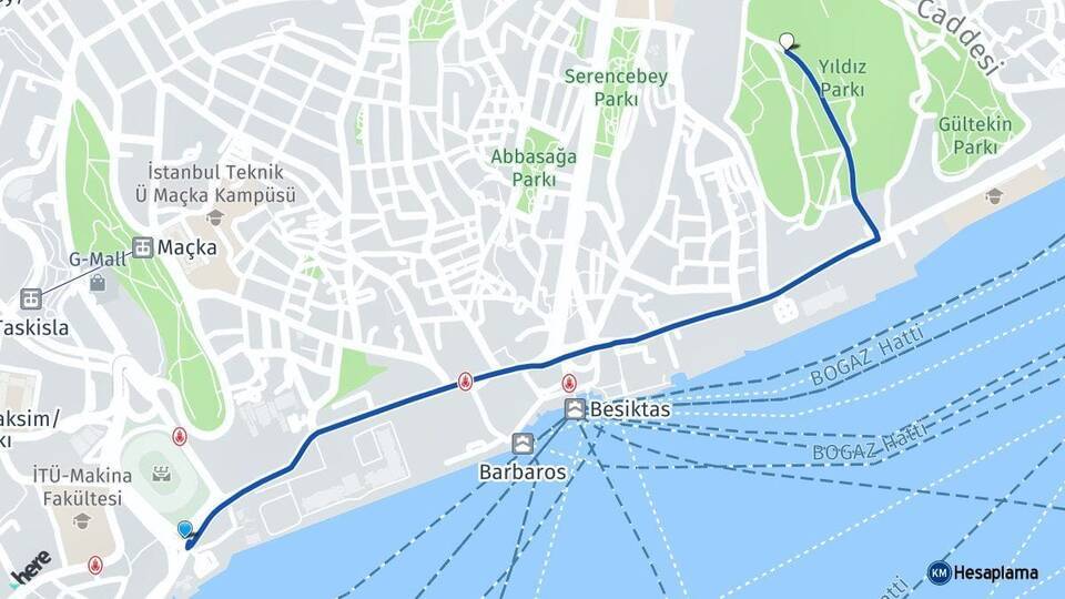 Dolmabahçe Yıldız Arası Kaç Km - Yol Tarifi