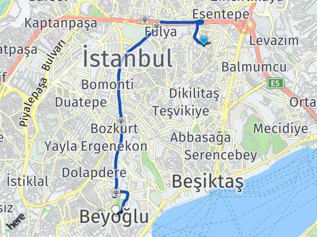 Gayrettepe Beyoğlu Arası Kaç Km - Yol Tarifi