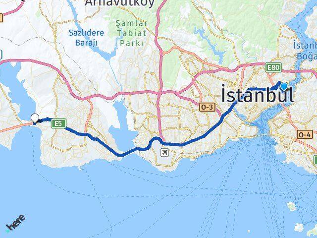 Kuruçeşme Büyükçekmece Arası Kaç Km - Yol Tarifi
