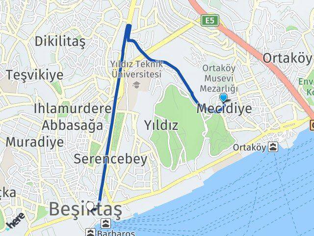 Mecidiye Beşiktaş Arası Kaç Km - Yol Tarifi