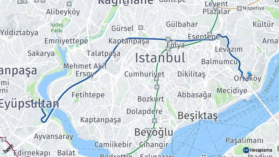 Ortaköy Eyüpsultan Arası Kaç Km - Yol Tarifi