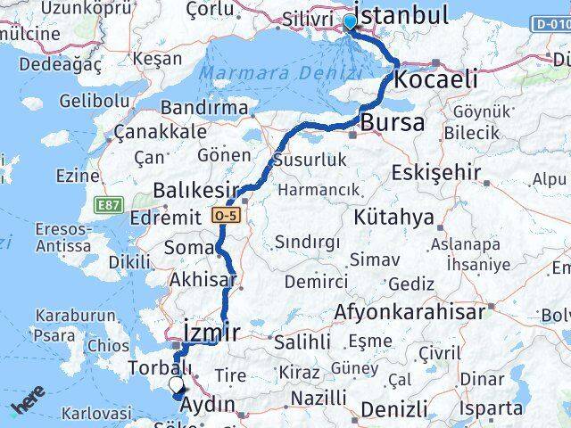 İstanbul Beşiktaş Özdere Cumhuriyet Menderes İzmir Arası Kaç Km - Yol Haritası