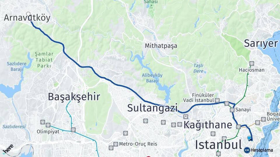 Ulus Arnavutköy Arası Kaç Km - Yol Tarifi