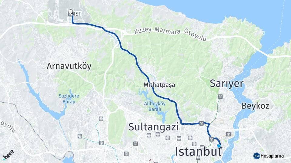 Ulus İstanbul Havalimanı Arası Kaç Km - Yol Tarifi