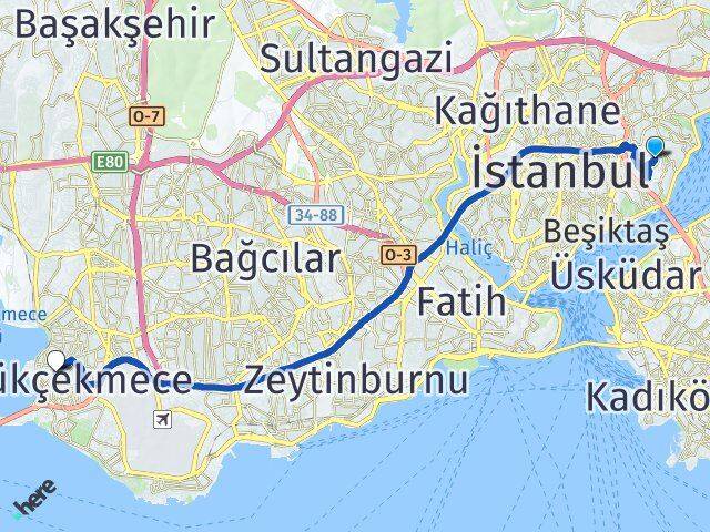 Ulus Küçükçekmece Arası Kaç Km - Yol Tarifi