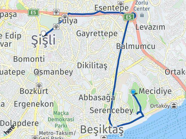 Yıldız Şişli Arası Kaç Km - Yol Tarifi
