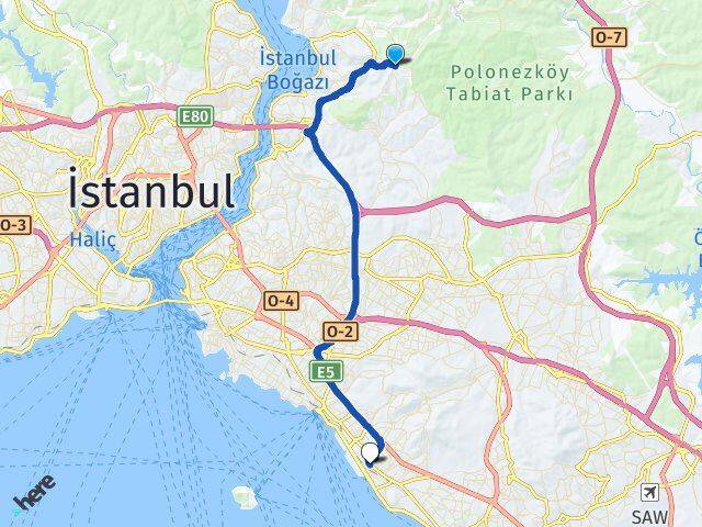 İstanbul Beykoz Acarlar Maltepe Arası Kaç Km - Yol Haritası