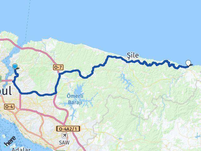 İstanbul Beykoz Ağva Şile Arası Kaç Km - Yol Haritası
