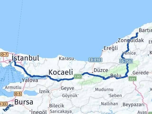 İstanbul Beykoz Bartın Arası Kaç Km - Yol Haritası