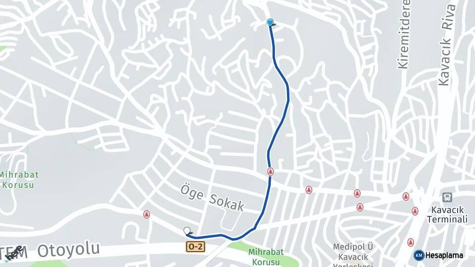 İstanbul Beykoz Çubuklu Kavacık Beykoz Arası Kaç Km - Yol Haritası
