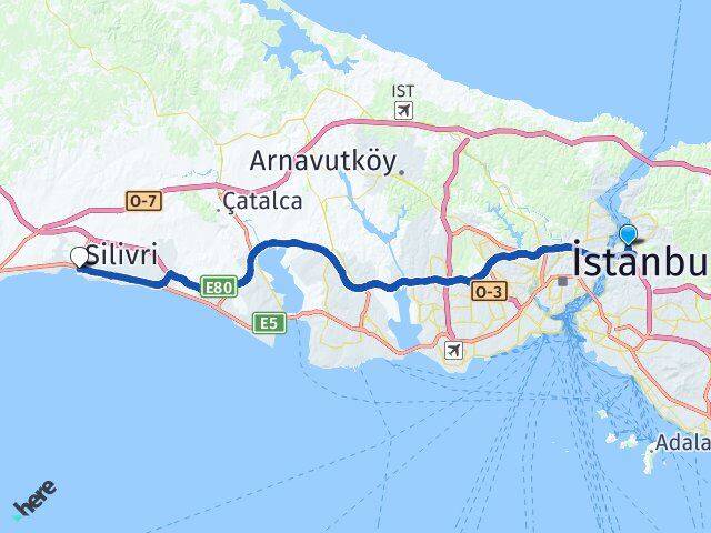 İstanbul Beykoz Çubuklu Silivri Arası Kaç Km - Yol Haritası