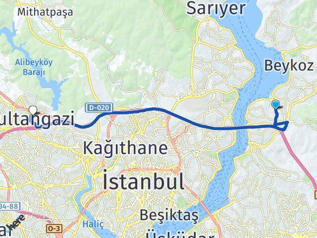 İstanbul Beykoz Çubuklu Sultangazi Arası Kaç Km - Yol Haritası