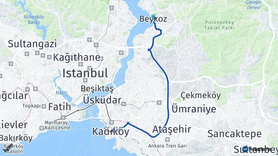 İstanbul Beykoz Kadıköy Arası Kaç Km - Yol Haritası