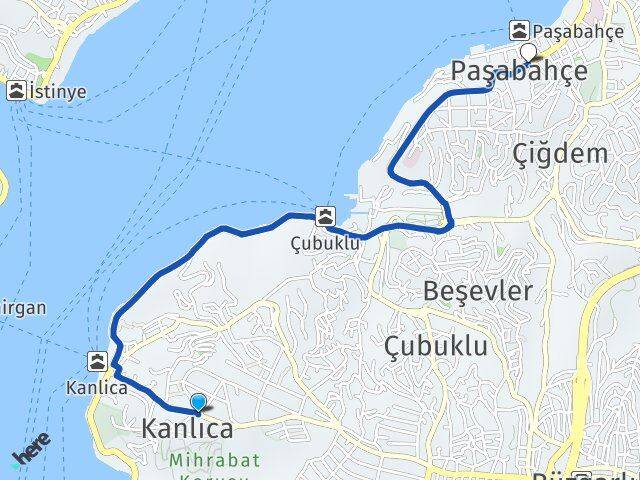 İstanbul Beykoz Kanlıca Paşabahçe Beykoz Arası Kaç Km - Yol Haritası