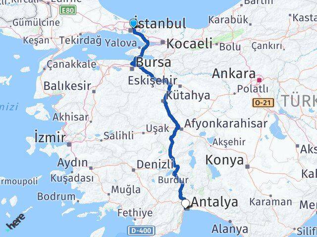 Kavacık Konyaaltı Arası Kaç Km - Yol Tarifi