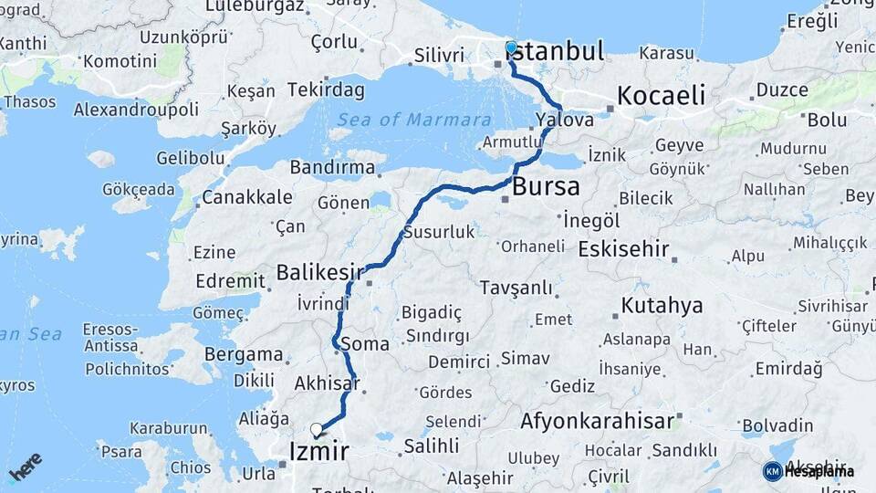 İstanbul Beykoz Manisa Arası Kaç Km - Yol Haritası
