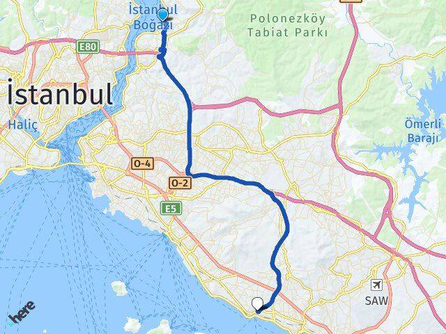 İstanbul Beykoz Paşabahçe Kartal Arası Kaç Km - Yol Haritası