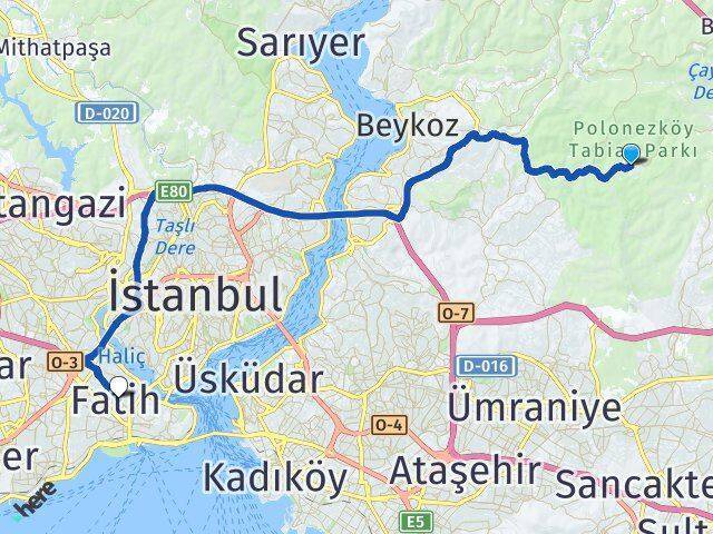 Polonezköy Fatih Arası Kaç Km - Yol Tarifi