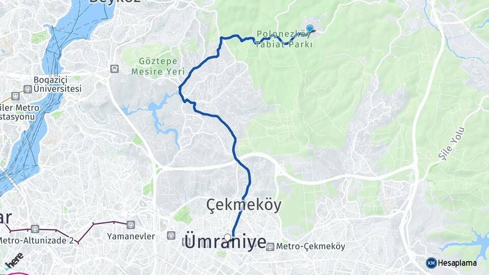 Polonezköy Ümraniye Arası Kaç Km - Yol Tarifi