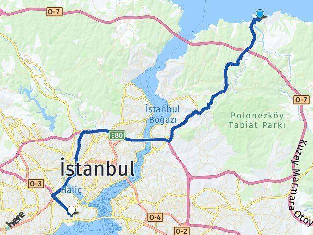 İstanbul Beykoz Riva Aksaray Fatih Arası Kaç Km - Yol Haritası