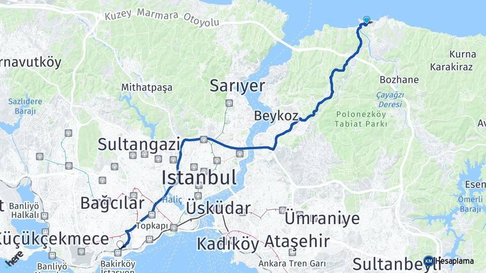 Riva Bakırköy Arası Kaç Km - Yol Tarifi