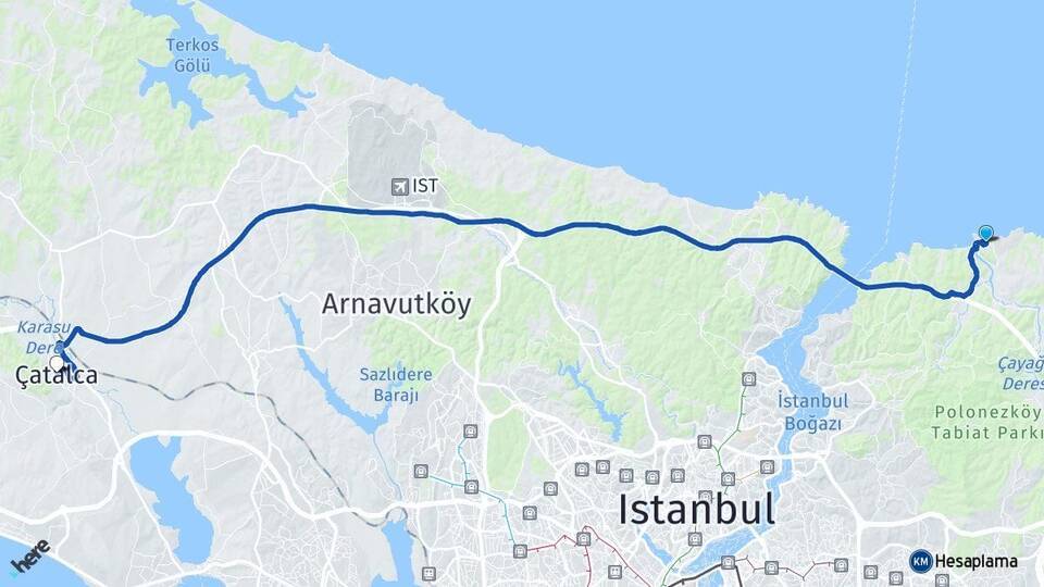 Riva Çatalca Arası Kaç Km - Yol Tarifi