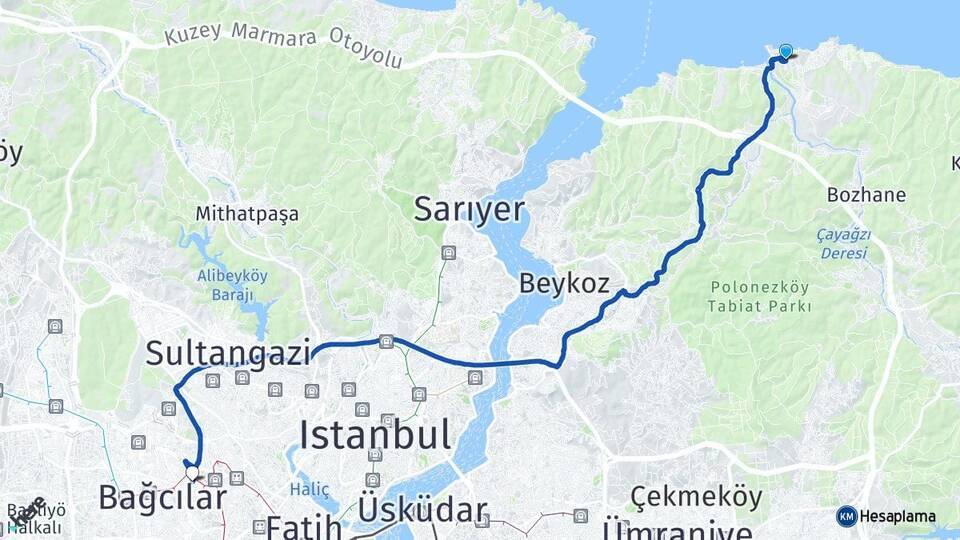 Riva Esenler Arası Kaç Km - Yol Tarifi