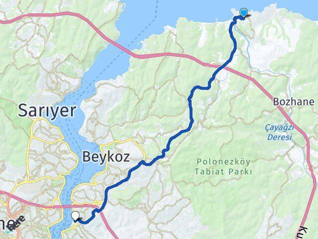 İstanbul Beykoz Riva Göksu Beykoz Arası Kaç Km - Yol Haritası
