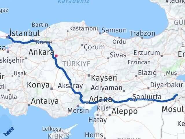İstanbul Beykoz Şırnak Arası Kaç Km - Yol Haritası