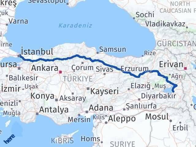 İstanbul Beykoz Van Arası Kaç Km - Yol Haritası