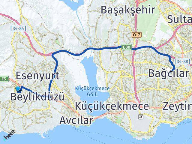 Adnan Kahveci Bağcılar Arası Kaç Km - Yol Tarifi