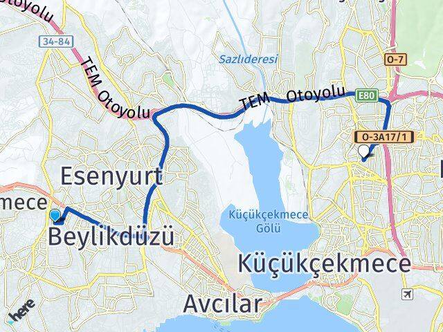 Adnan Kahveci Halkalı Arası Kaç Km - Yol Tarifi