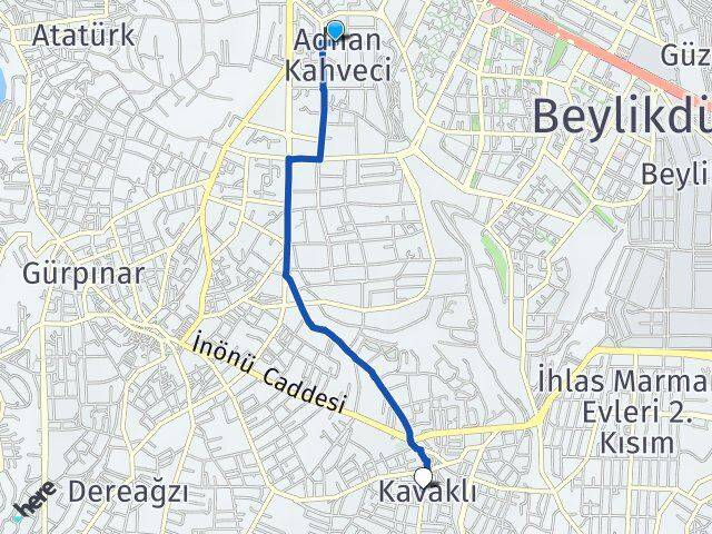Adnan Kahveci Kavaklı Arası Kaç Km - Yol Tarifi