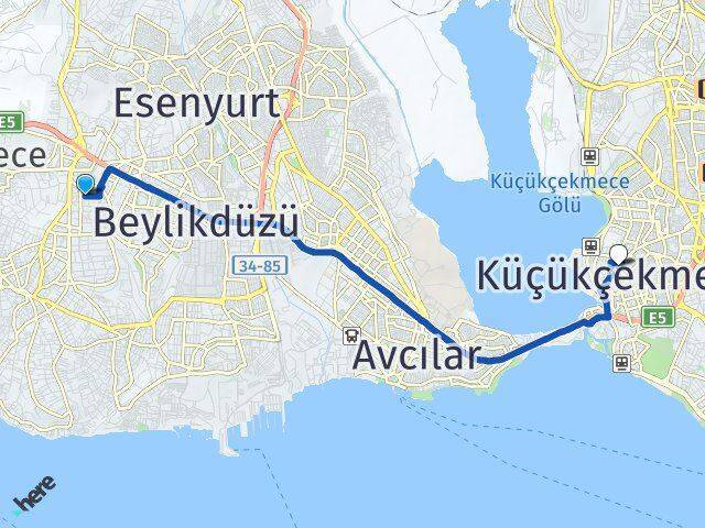 Adnan Kahveci Küçükçekmece Arası Kaç Km - Yol Tarifi