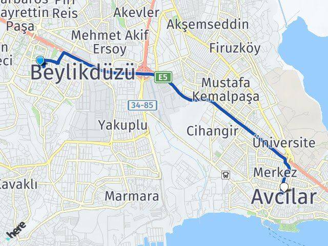 Büyükşehir Avcılar Arası Kaç Km - Yol Tarifi