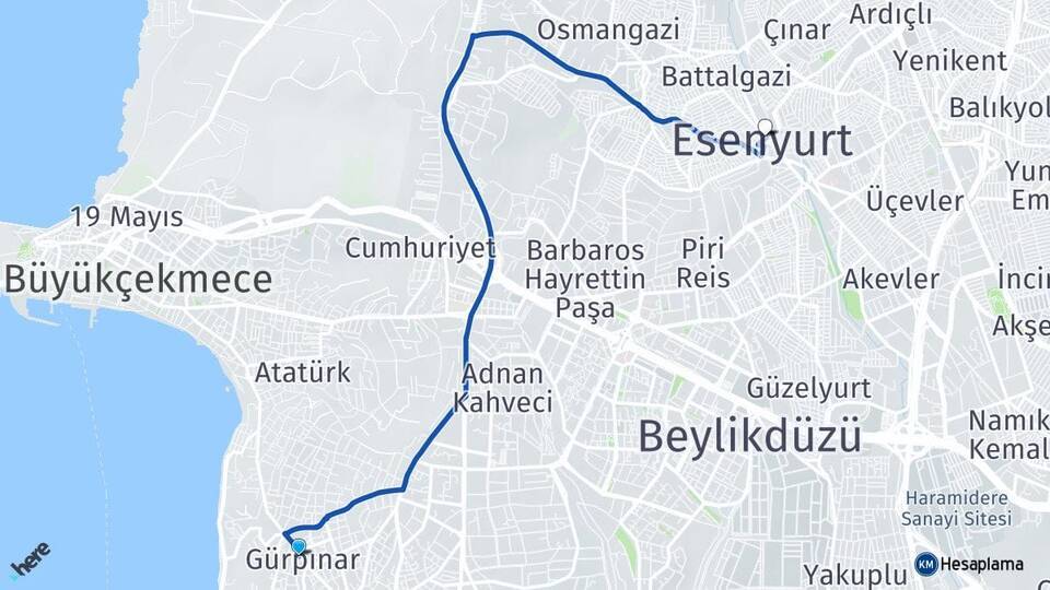 Gürpınar Esenyurt Arası Kaç Km - Yol Tarifi