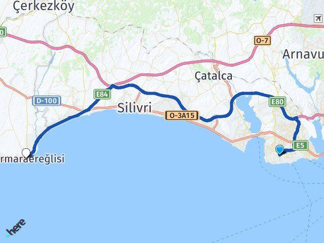 Kavaklı Marmaraereğlisi Arası Kaç Km - Yol Tarifi
