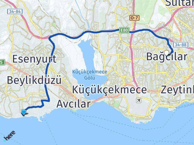 Sahil Bağcılar Arası Kaç Km - Yol Tarifi