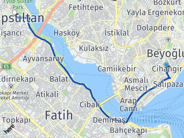 Cihangir Eyüpsultan Arası Kaç Km - Yol Tarifi