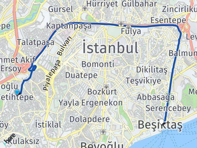 Fetihtepe Beşiktaş Arası Kaç Km - Yol Tarifi