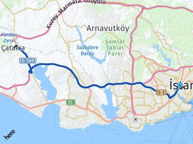 Halıcıoğlu Çatalca Arası Kaç Km - Yol Tarifi
