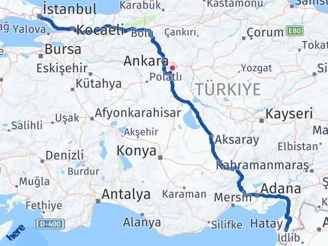 İstanbul Beyoğlu Hatay Arası Kaç Km - Yol Haritası