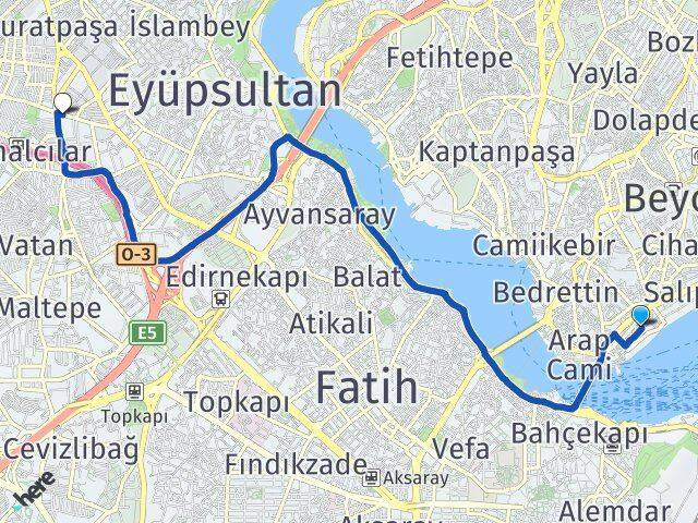 Karaköy İskelesi Bayrampaşa Arası Kaç Km - Yol Tarifi