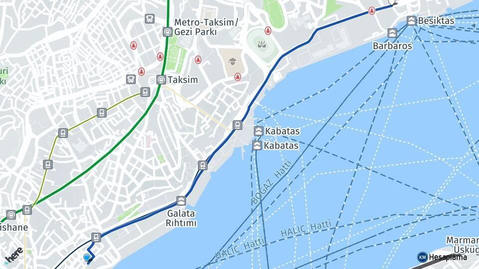 Karaköy İskelesi Beşiktaş Arası Kaç Km - Yol Tarifi